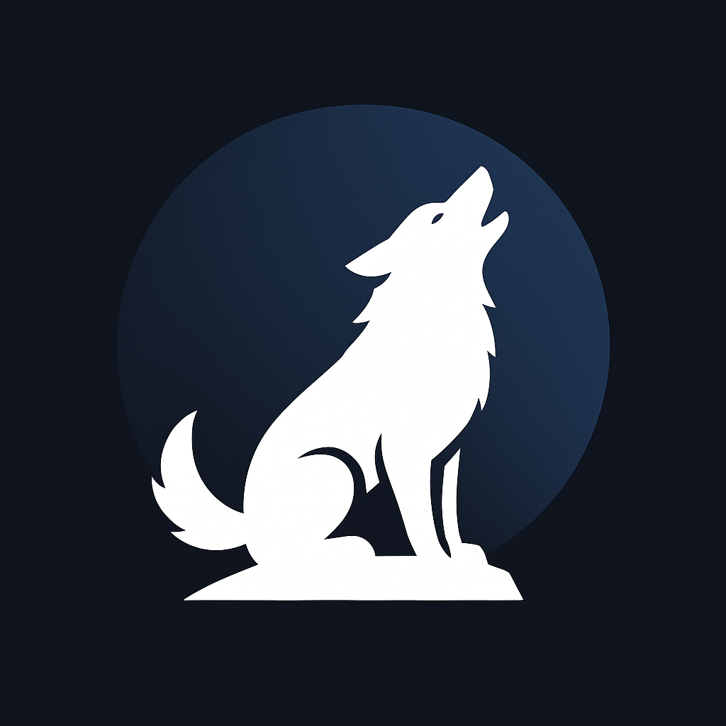 Wulfgate logo: howling wolf